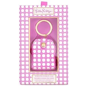 Lilly Pulitzer Havana Pink Caning Wireless Earbud Case AirPods 1 2 Pro Keychain